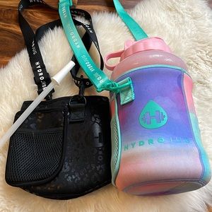 HydroJug Lot! Bottle, straw, two sleeves!